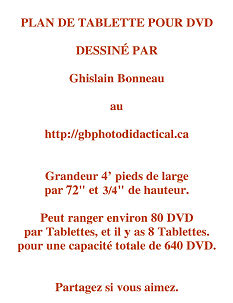 PLAN DE TABLETTE POUR DVD